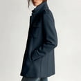 thumbnail image 4 of Jovrlynd Womens Trench Coat Winter Stand Collar Button Down Long Wool Overcoats with Pockets, S-3XL, 4 of 9