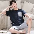 thumbnail image 3 of Cartoon Mens Nightwear Summer Comfortable Sleepwear Sleeping Tops Shorts 2 Pieces Pijamas Set Man Leisure Homewear Male Dropship, 3 of 7
