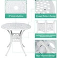 thumbnail image 4 of VIVIJASON 31" Patio Bistro Table Outdoor Dining Round Table White Cast Aluminum Table with Umbrella Hole, 4 of 7