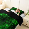 thumbnail image 4 of Manfei Futuristic Tech Grid Twin Comforter Sets, Green Neon Circle Bedding Set, Green Black, Black Reversible 2-Piece, 1 Comforter and 1 Pillowcase, 4 of 6