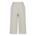 thumbnail image 5 of Aloohaidyvio Pants Juniors,Womens Solid Color Casual Loose Broad Leg Straight Barrel Cotton Linen Capris Pants, 5 of 6