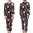 thumbnail image 2 of Renewold Family Christmas Pajamas Matching Sets Candy Canes Santa Round Neck Sweatshirt 2 Pack Outdoor Athletic Outfits for Teen and Kids 5-6 Years Old, 2 of 5