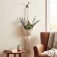 thumbnail image 4 of Macrame Hangers Hanging Basket Boho Decor - 27.6 Inch Handwoven Plant Hanger 4.72 Inch Pot Holder Indoor Outdoor Bohemian Macrame Hangers Plant Hanger(White/C), 4 of 6