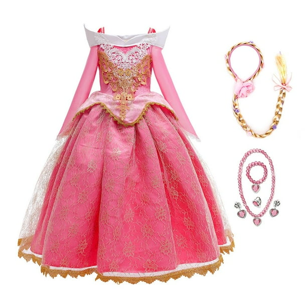 Vestido de Cosplay de La Bella Durmiente para niñas, mangas largas, hombros descubiertos, regalo de Halloween y Navidad, ropa de princesa de fiesta de lujo Fivean unisex