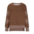 thumbnail image 4 of Timegard Womens Crewneck Sweatshirts Striped Long Sleeve Side Split Pullover Fall Casual Loose Tops, 4 of 6