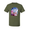 thumbnail image 2 of Wild Bobby, Cute Trippy Space Cat Riding Pizza, Animal Lover, Men Graphic Tees, Military Green, Large, 2 of 3