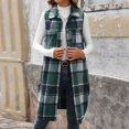 thumbnail image 2 of Yigetop Vest Tops for Women Flannel Vest for Women 2024 Fall Plaid Lightweight Lined Long Fashion Casual Elegant Jacket with Pockets Vests for Women 2024 Trendy Green M, 2 of 7