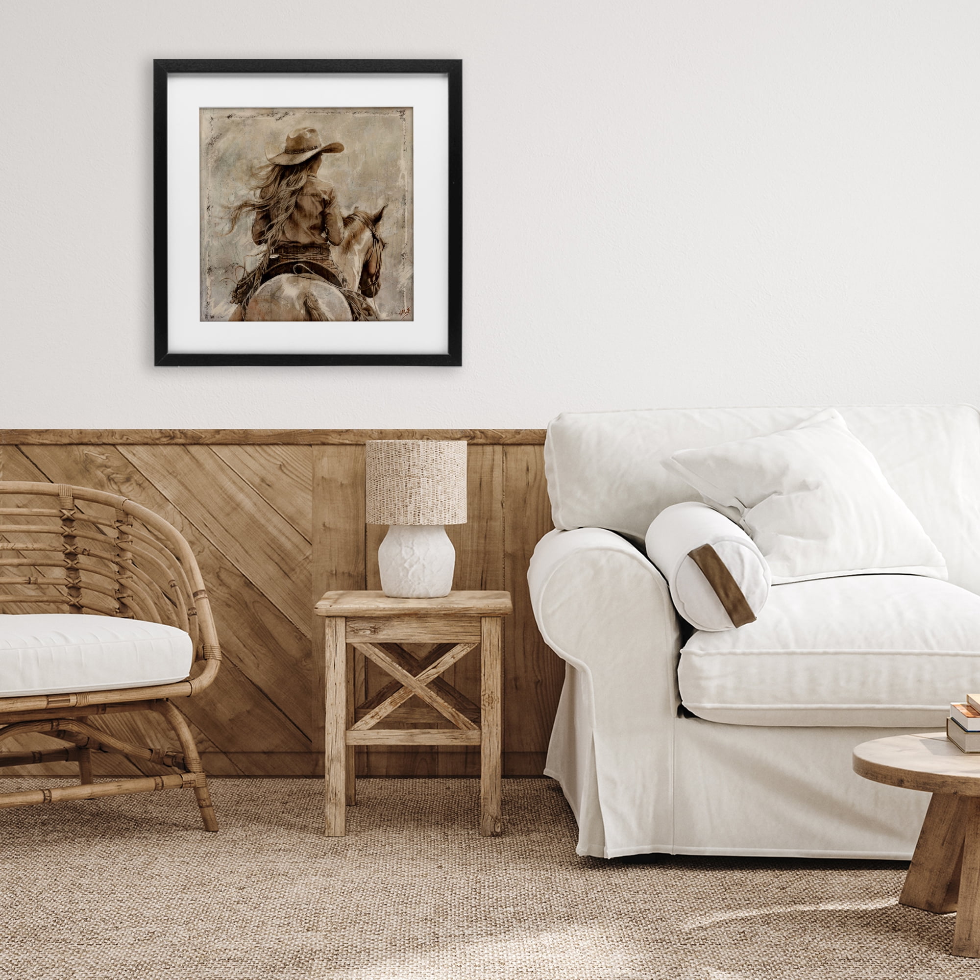 Stupell Industries Windblown Cowgirl on Horseback Black Framed Print Under Glass, design by Marta Wiley