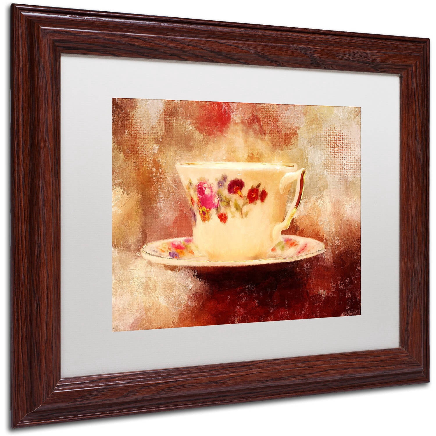 Trademark Fine Art "Time for Tea" Canvas Art by Lois Bryan White Matte, Wood Frame