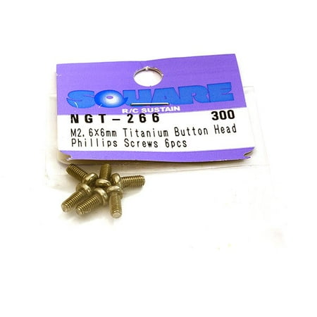 12 1 6 Toy Model Uniforms Integy RC Toy Model Hop-ups SQ-NGT-266 Square R/C M2.6 x 6mm Titanium Button Head Phillips Screws (6 pcs.) ()