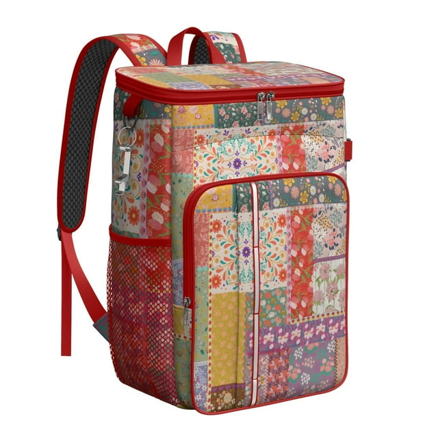 Retro Tribal Insulated Cooler Backpack - 20L Soft Cooler Bag, Rustic Home Decor for Picnic