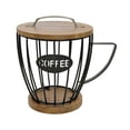 thumbnail image 2 of Portacápsulas de café Portacápsulas de café Cesta organizadora moderna de hierro en forma de taza Negro con tapa, 2 of 9