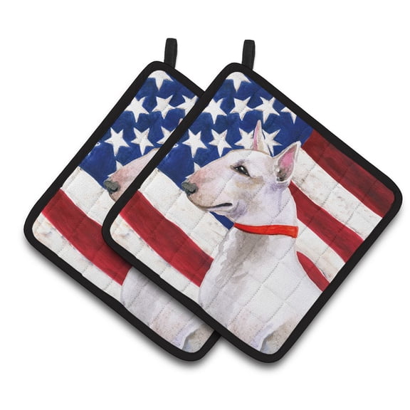 Caroline's Treasures Bull Terrier Patriotic Pair of Pot Holders