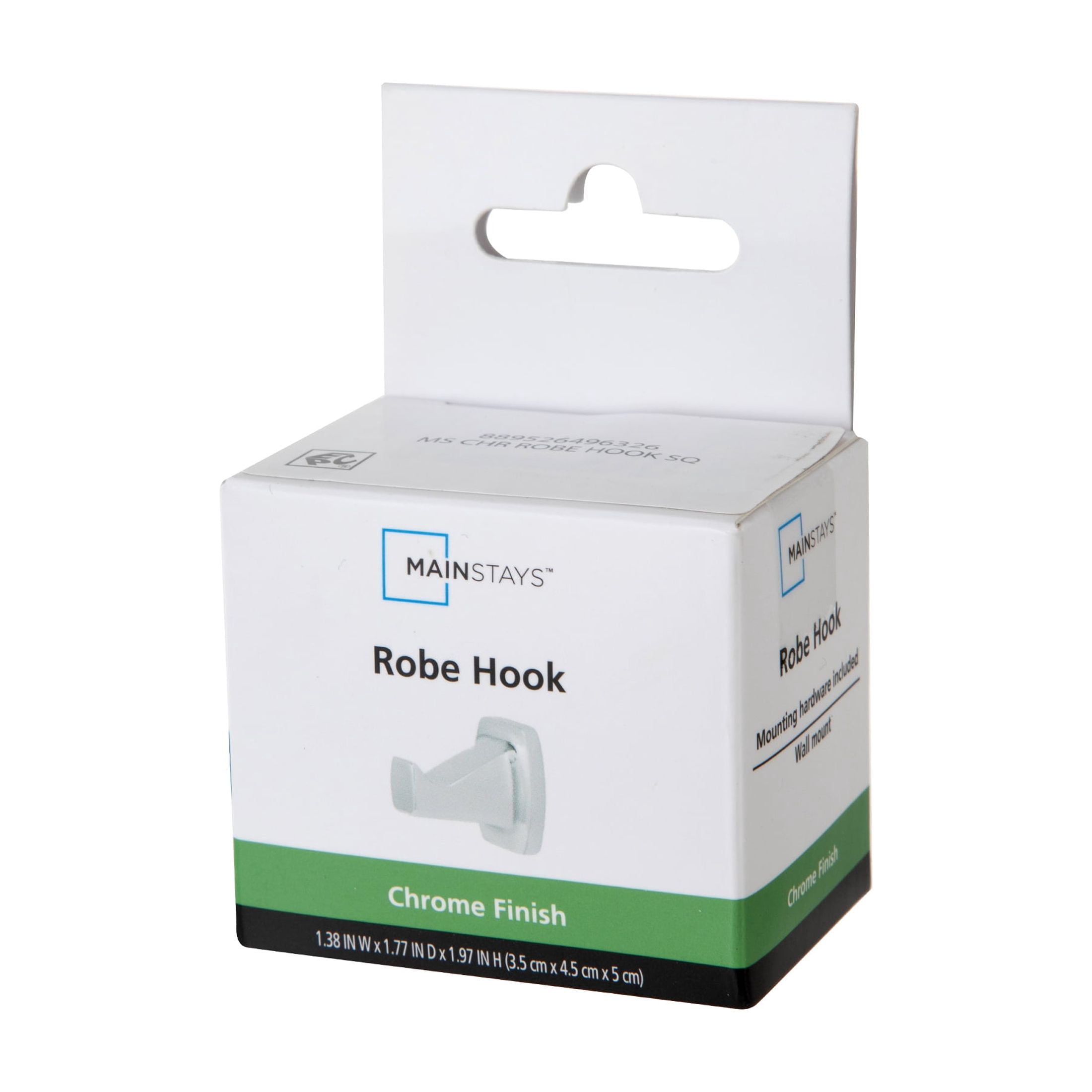 Mainstays Square Wall Mount Robe Hook Chrome Finish with Hardware