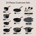 thumbnail image 3 of SENSARTE Nonstick Pots and Pans Set, 24Pcs Healthy Non Stick Cookware Set with Pots Protectors, Induction Kitchen Cookware Sets, Dishwasher Safe, Matte Black, 3 of 7