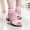 Pink, variant on TMOYZQ Girls Sandals Flat Wedge Summer Shoes Little Big Kid Bow Flower Girl Heels Dress Shoes
