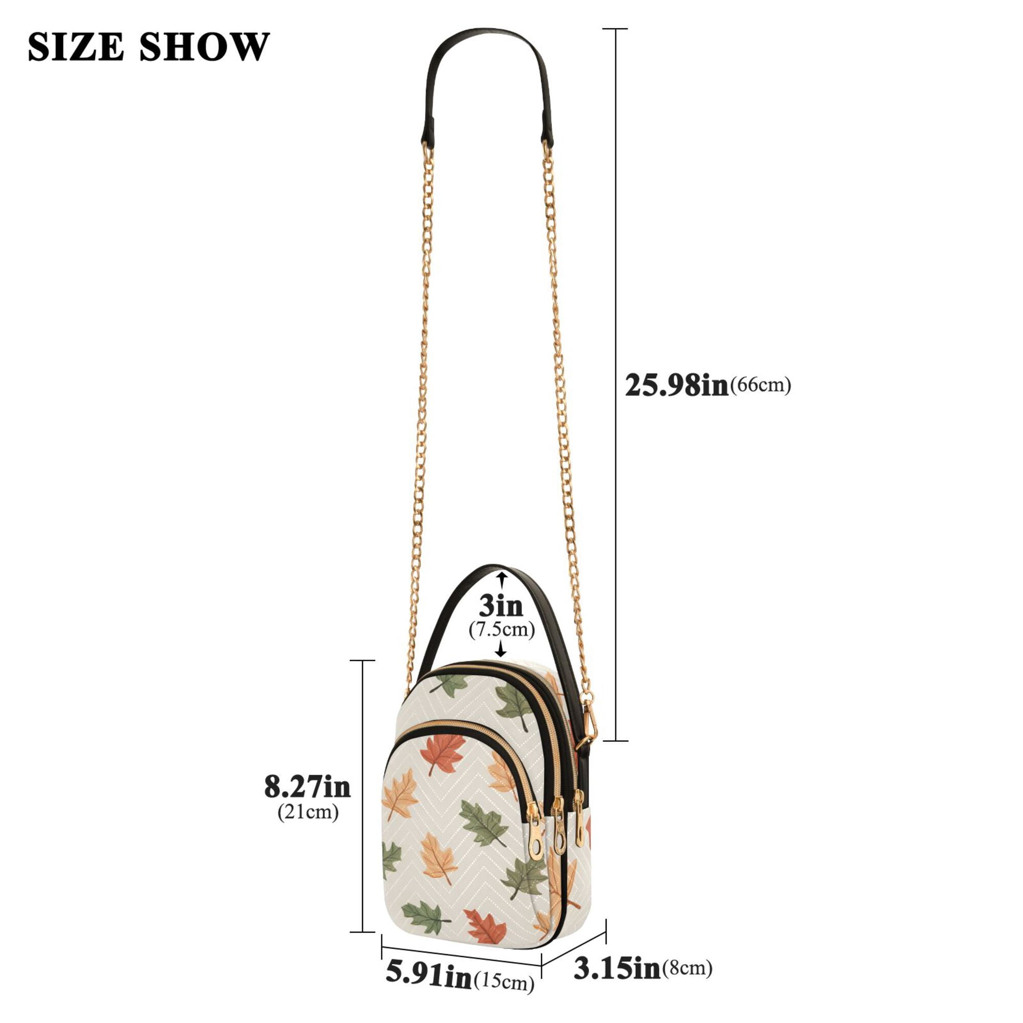 FORMRS Crossbody Bag for Women Quilted Travel Shoulder Cell Phone Purse with Chain Strap Handbag, Green Autumn Leaves