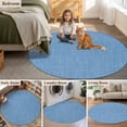 thumbnail image 6 of 3ft Washable Round Rug, Vintage Linen Non-Slip Circle Area Rug for Bedroom Bedside, Pastoral Sky Blue Linen Texture Farmhouse Soft Indoor Floor Mat for Home Decor, 6 of 9