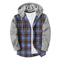 thumbnail image 2 of ZHANGDER Hoodies for Men Flannel Hoodie Shirts Casual Button Down Plaid Shirt with Pocket, Z-Blue L, 2 of 5