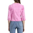 thumbnail image 3 of INSPIRE CHIC Mother's Day Women's Denim Jackets Collarless 3/4 Sleeves Crop Jean Cardigan Jackets Hot Pink XL, 3 of 6