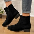 thumbnail image 2 of Mostsola Ankle Boots for Women Low Stacked Heel Booties with Side Zipper Suede Wide Calf Boot, 2 of 9