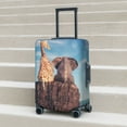 thumbnail image 6 of Gukieu Elephant And A Giraffe Sitting On A Rock Admiring The Ocean Print Suitcase Protective Cover, Elastic Zipper Buckle Suitcase Protective Cover, Suitable for Travel, Business Trip-Large, 6 of 7