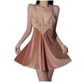 thumbnail image 1 of Camisón corto de terciopelo para mujer, color liso, sin espalda, con tirantes, de poliéster., 1 of 4
