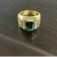 thumbnail image 2 of ClassicGems 3.50 CT Emerald Cut Lab Created Green Emerald And Diamond 14K Yellow Gold Plated 925 Sterling Silver Men's Ring, 2 of 2