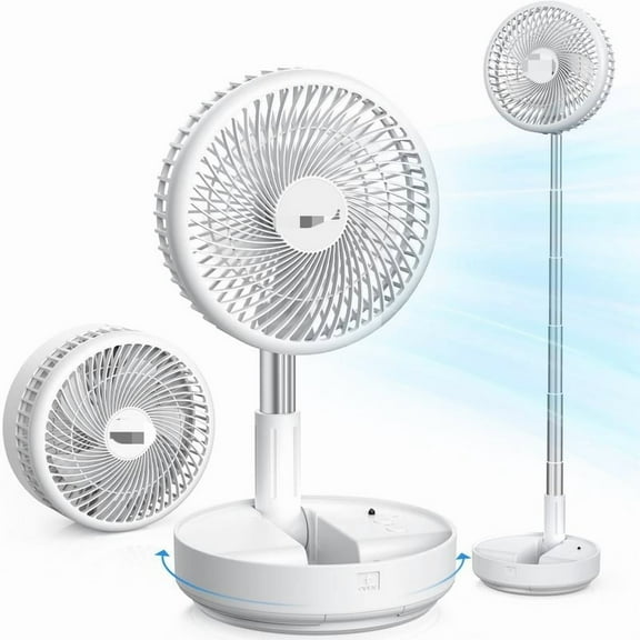 Portable Fan, Cordless Oscillating Fan with Remote, Foldable Telescopic Adjustable Height Fan, USB Rechargeable 7200mAh Battery Operated Camping Fan for Travel Outdoor Home Bedroom Sleeping