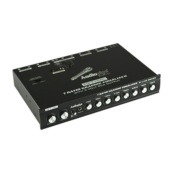 Audiopipe 7 Band 9V Half-Din Line Driver Graphic Equalizer with Hi/Lo EQ-710HL