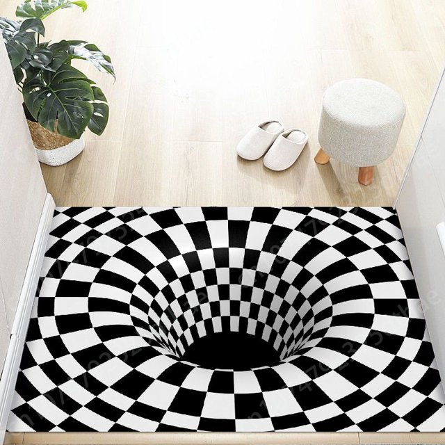 alfombra alfombra cocina Alfombrilla de baño de ilusión de vórtice 3D, alfombras de baño antideslizantes para sala de estar, alfombra de ducha, Felpudo de entrada, alfombrillas de piso, almohadilla pa Fivean unisex