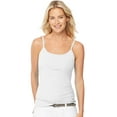 thumbnail image 1 of Hanes Womens Stretch Cotton Cami with Built-In Shelf Bra, XL, White, 1 of 3
