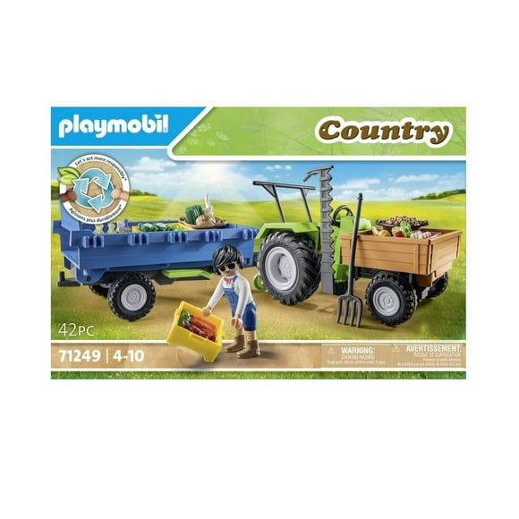 Set de Juego Playmobil Country Tractor con remolque 42 Piezas