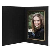 Neil Enterprises Inc. Classic Black w/ Gold Trim 4" x 6" Photo Folders - Pack of 100