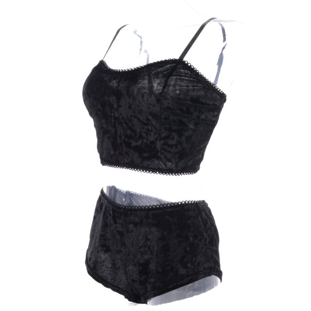 SUNSIOM Women 2PCS Lingerie Set Slim Sling Crop Top Short Elastic Band Pants