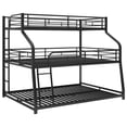 thumbnail image 2 of Twin XL/Full XL/Queen Size Triple Bunk Bed, 3 Bunk Beds/Metal triple Bunk Bed with Long, Short Ladder and Full-Length Guardrails, Triple Bunk Bed for Teens, Adults(Black), 2 of 10