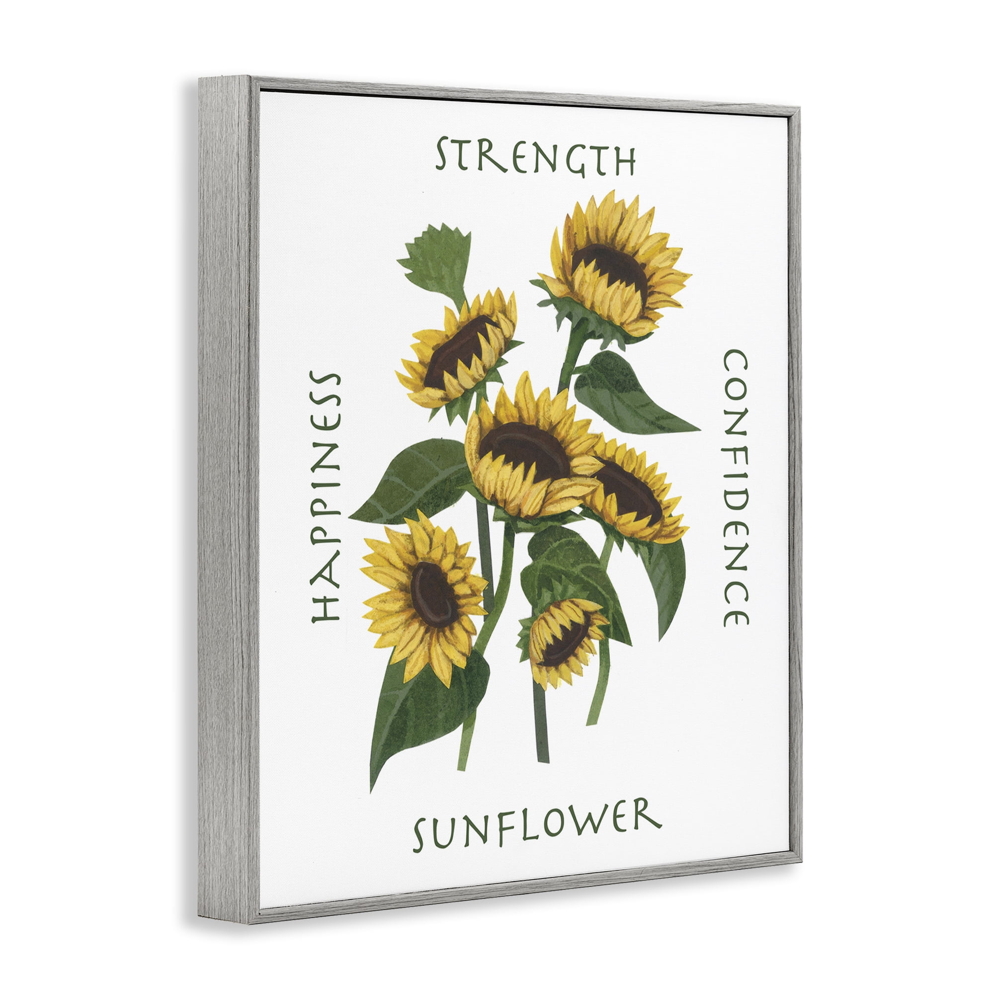 Stupell Industries Inspirational Words Sunflower Botanical & Floral Painting Gray Framed Art Print Wall Art, 11 x 14