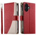 thumbnail image 1 of Funda cartera GANGXUN para iPhone 16 , cuero PU con tarjetero, cremallera, correa de mano, soporte y protección 935°, 1 of 6