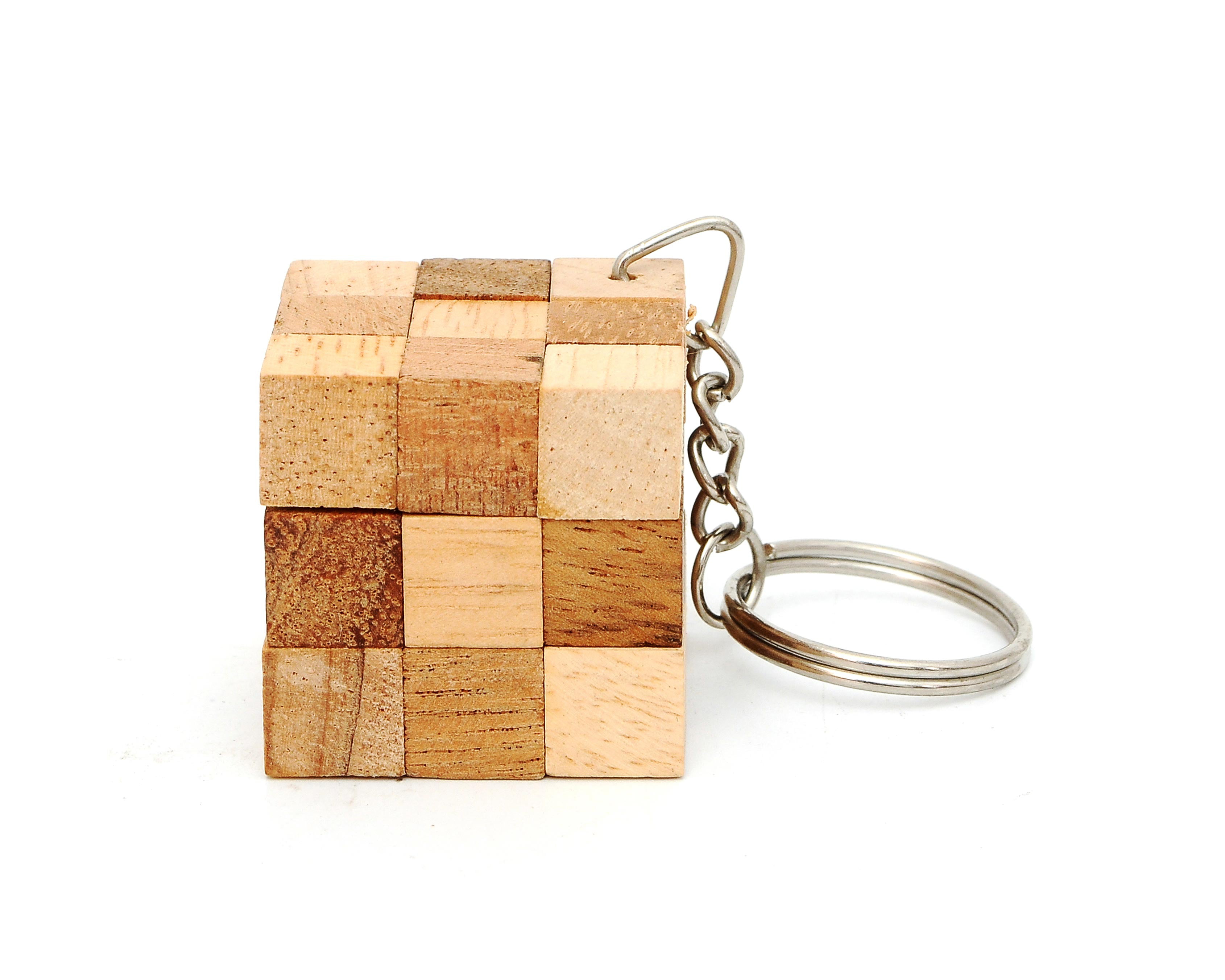 Wooden Snake Cube Puzzle Magic 3D Brain Teaser Key-chain ...

