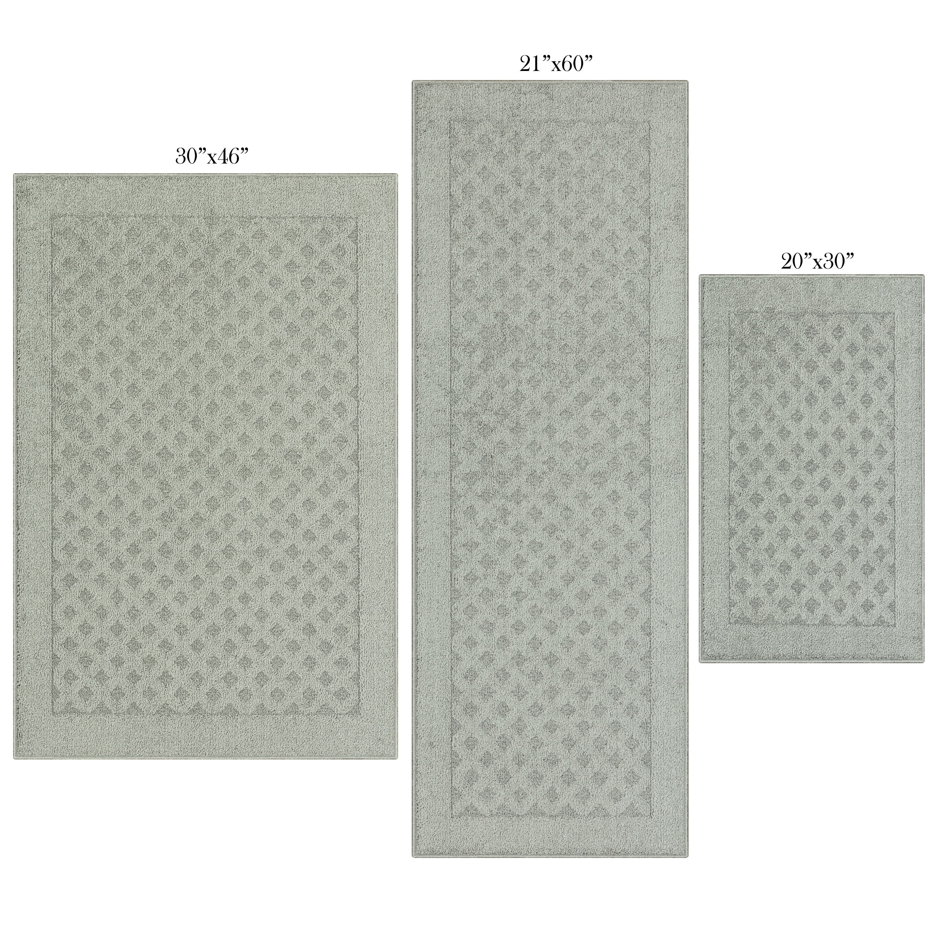Mainstays Dylan Pewter Gray Solid Diamond Indoor Rug Set, 3-Piece, Skid-Resistant