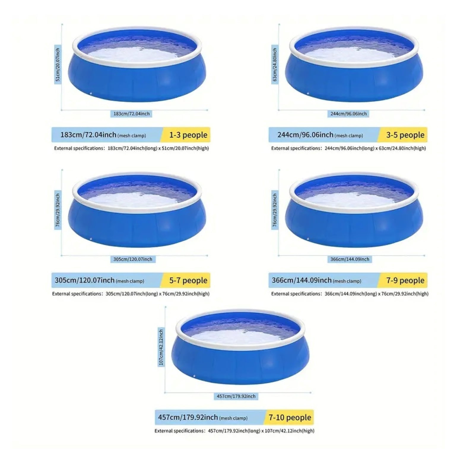 Inflatable Pool 305x76cm, PVC Outdoor Coil Mesh Pool for Garden, 4700L/1200GAL Capacity, Easy Setup & Storage