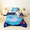 thumbnail image 4 of jejeloiu Cartoon Underwater Whale Twin Comforter Sets,Coral Fish Print Bedding Set For Boys,Light Blue,Navy Blue Reversible,2 Pieces,1 Comforter and 1 Pillowcase, 4 of 7
