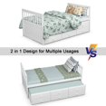 thumbnail image 6 of Giantex Twin Size Captain Bed w/3 Storage Drawers, Trundle Bed Wooden Bed Frame, Solid Wood Platform Guest Bed, White, 6 of 8