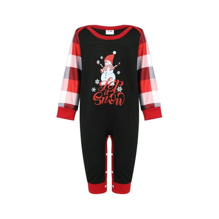 

Christmas Family Matching Pajamas Set Sleepwear Snowman Print Long-Sleeve Tops +Plaid Pants for Adult Kid Baby Holiday Pjs Loungewear