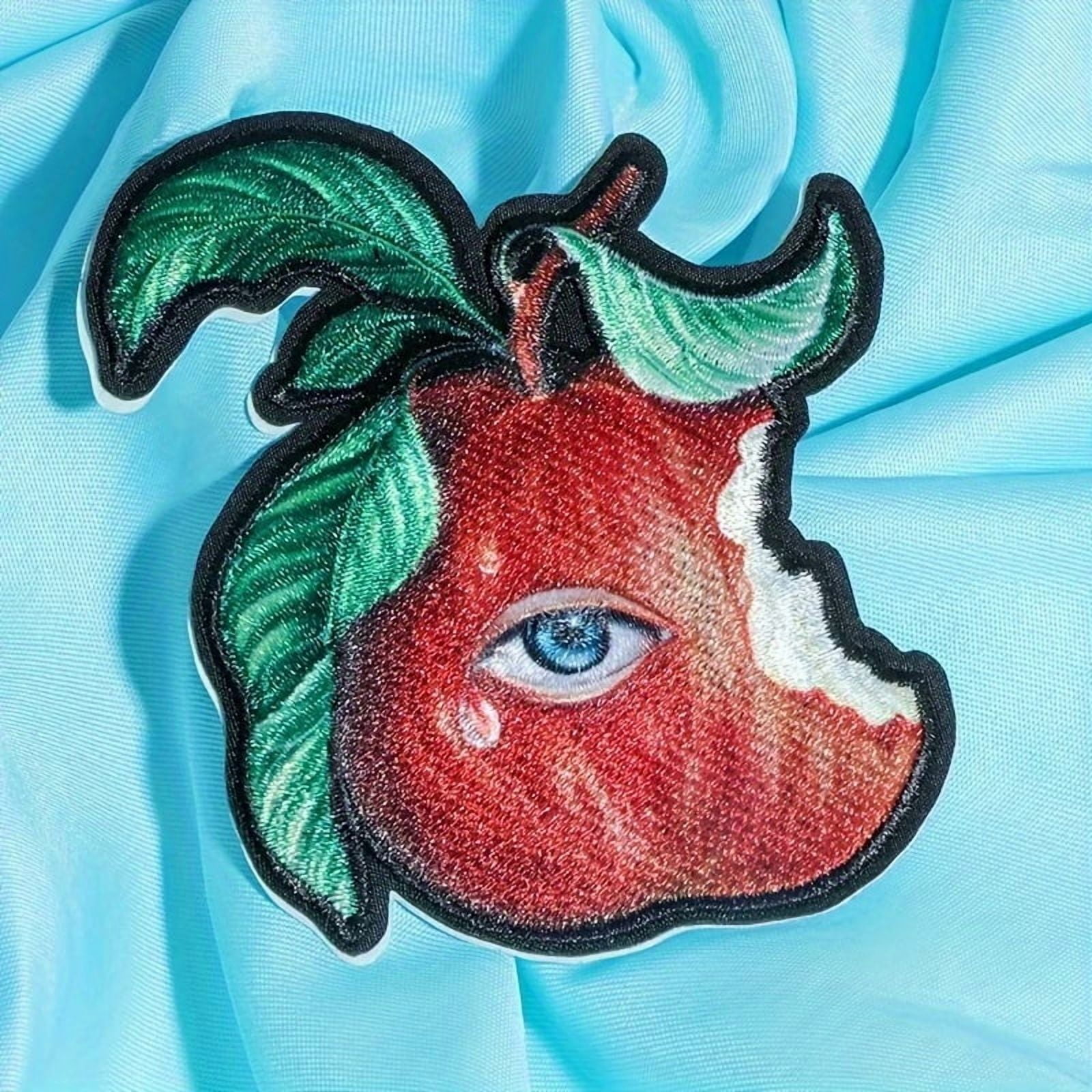 Funny Red Apple Embroidered Patches - DIY Sew On or Iron On Self-Adhesive Appliques for Clothing, Jackets, Backpacks, Caps, and Jeans Repair