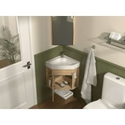Tennant Brand 18 Light Oak Corner Bathroom Vanity with Matte Solid Surface