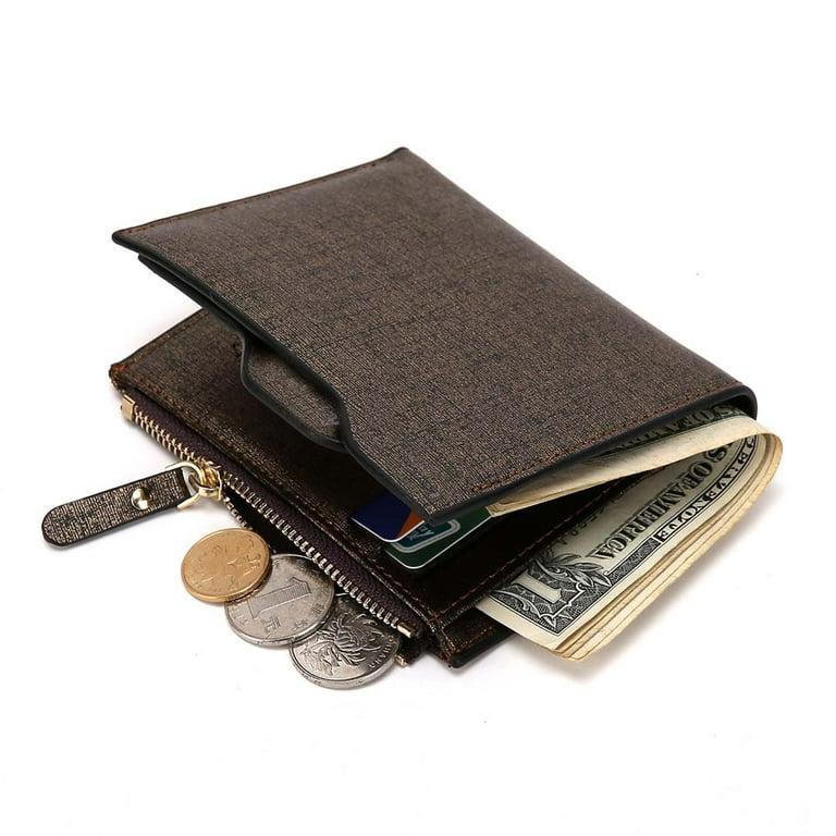 Men Short Wallet Zipper Purse Bag with Credit ID Card Pocket