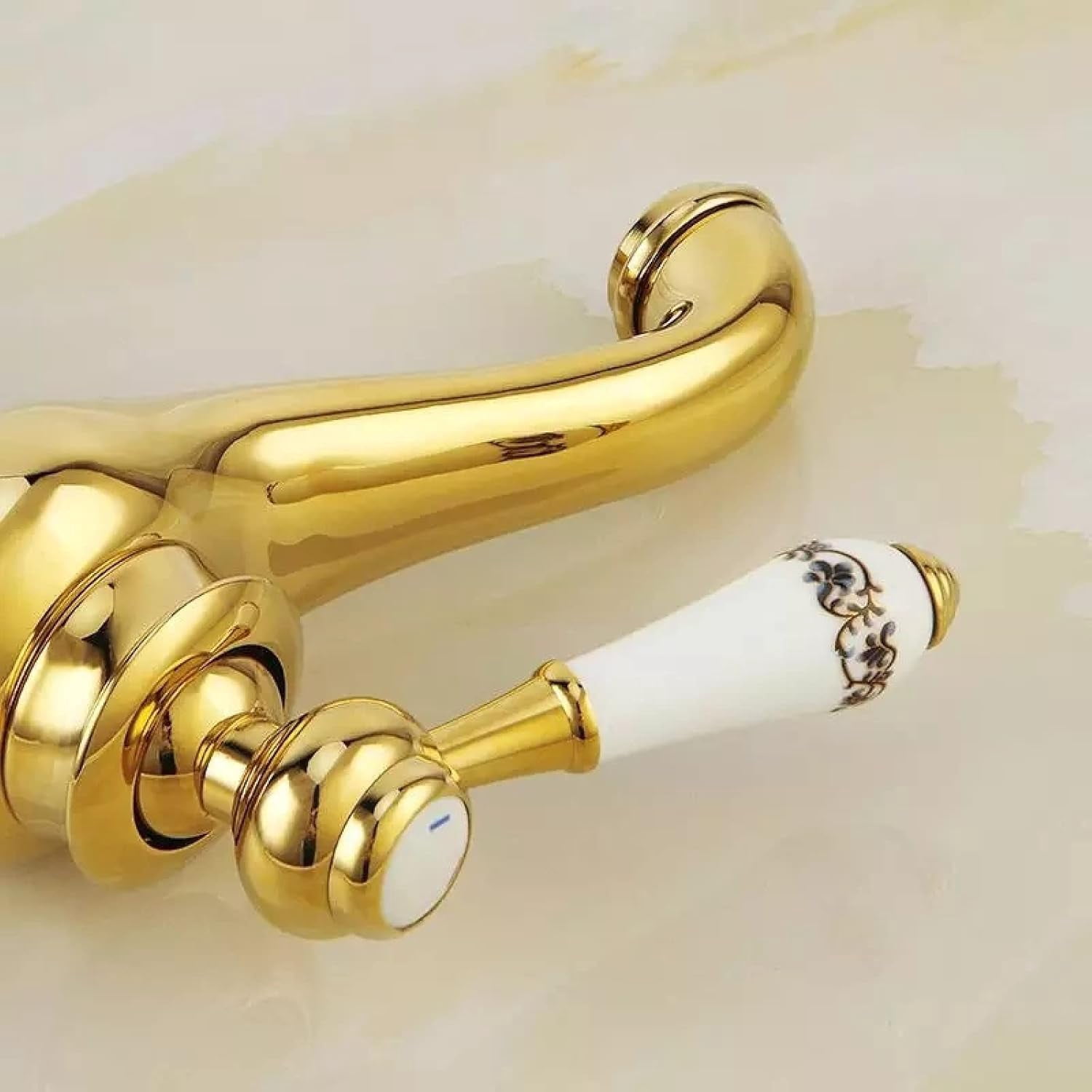 Vintage Sink Faucet Bathroom, Antique Brass Bathroom Vanity Faucet, Hot and Cold Water Faucet, Single Handle Bathroom Faucet High, Rose Gold