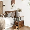 thumbnail image 6 of End Table Narrow Side Table with 2 Wooden Drawer, Nightstand Sofa Table for Small Spaces, Small End Table with Storage for Living Room,Bedroom, Rustic Brown and Black 24in, 6 of 8