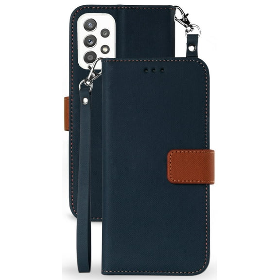 Wallet Phone Case for Galaxy A72 5G, Durable Folio Credit Card Slot ID Cover, View Stand [with Magnetic Closure, Wrist Strap Lanyard] for Samsung Galaxy A72 5G